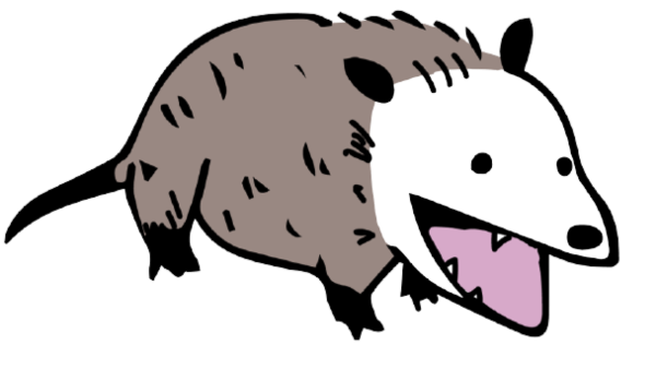 a line drawing of a happy possum