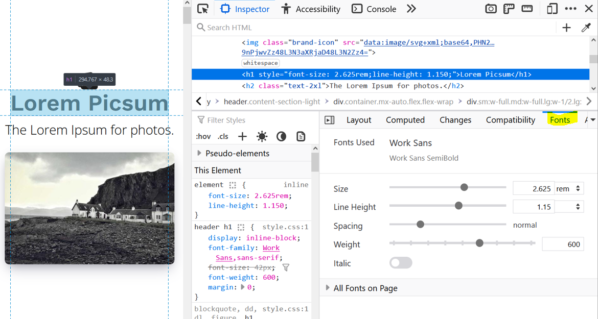 fonts dev tools